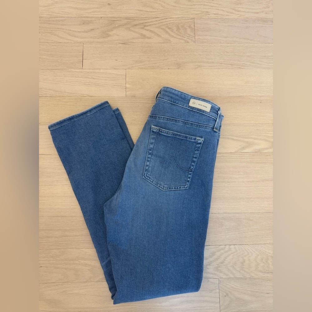 AG Adriano Goldschmied Mari High-Rise Slim Straight Jeans Oceanside Blue 32R - Picture 4 of 9